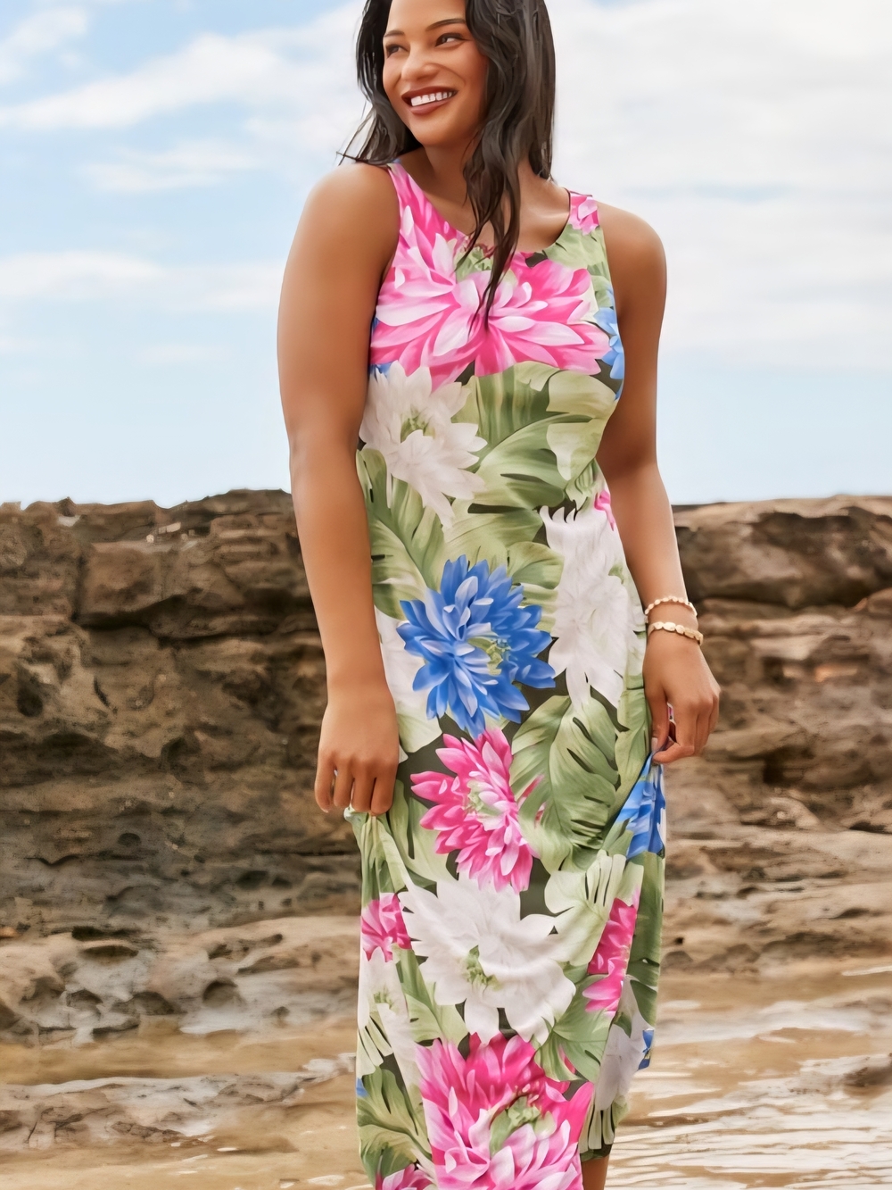 Tommy Bahama NWT Jasmina Lush Lotus Midi Dress Floral Resort Sz Med Sold Out